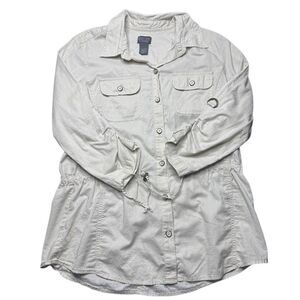 Additions by Chicos 1 (Med) Ivory Button Up Shirt 3/4 Sleeve Womens M
